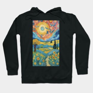 Starry Sunflower Dreams: Van Gogh's Midnight Reverie Hoodie